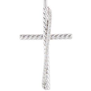 DAVID YURMAN DIAMOND 0.35CTW STERLING SILVER CROSSOVER CROSS PENDANT NECKLACE
